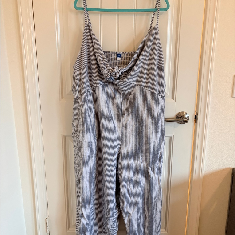 Old Navy Blue and White Striped Jumpsuit